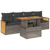 vidaXL 5-tlg. Garten-Sofagarnitur mit Kissen Grau Poly Rattan Akazie
