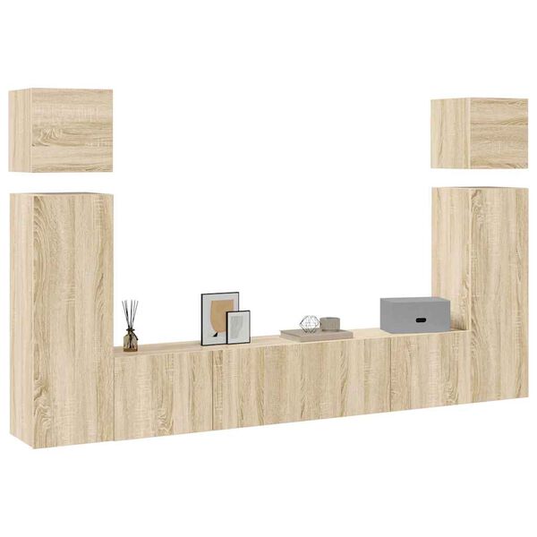vidaXL 8-tlg. TV-Schrank-Set Sonoma-Eiche Holzwerkstoff