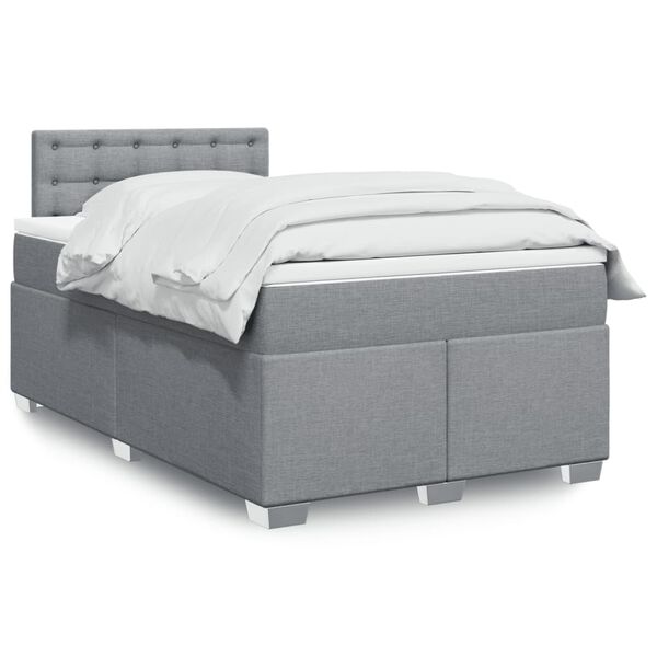 vidaXL Boxspringbett mit Matratze Hellgrau 120x190 cm Stoff