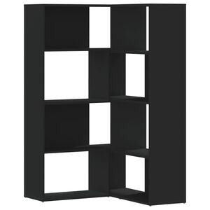 vidaXL Eck-B&uuml;cherregal 4 Etagen Schwarz 85x85x140 cm Holzwerkstoff