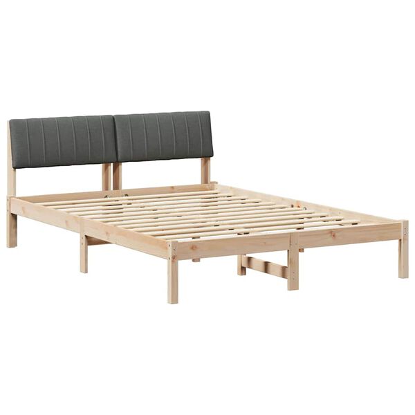 vidaXL Bettgestell Braun und Dunkelgrau 135 x 190 cm Massivholz Kiefer