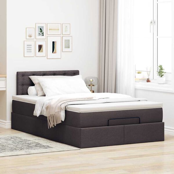 vidaXL Ottoman-Bett mit Matratze Dunkelbraun 120x190 cm Stoff