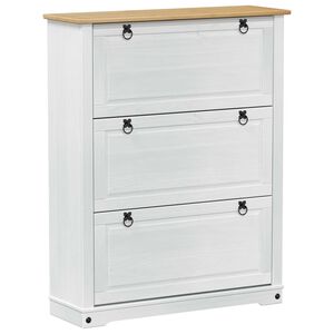 vidaXL Schuhschrank Corona Wei&szlig; 99 x 32 x 122 cm Massives Kiefernholz