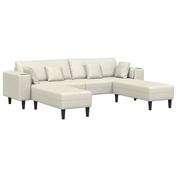 vidaXL Samt Sofa mit Kissen 3 pcs Creme 208 cm Samt