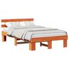vidaXL Bettrahmen Wachsbraun 135 x 190 cm Massives Kiefernholz
