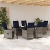vidaXL Tisch- und Stuhlset mit Kissen 7 pcs Grau PE-Rattan