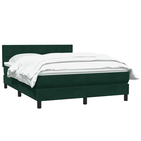 vidaXL Boxspringbett mit Matratze Dunkelgr&uuml;n 140x210 cm Samt