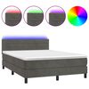 vidaXL Boxspringbett mit Matratze & LED Dunkelgrau 140x190 cm Samt