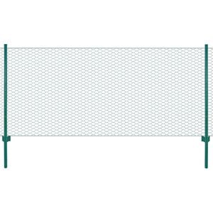 vidaXL Maschendrahtzaun mit Pfosten Stahl 25 x 1 m Gr&uuml;n
