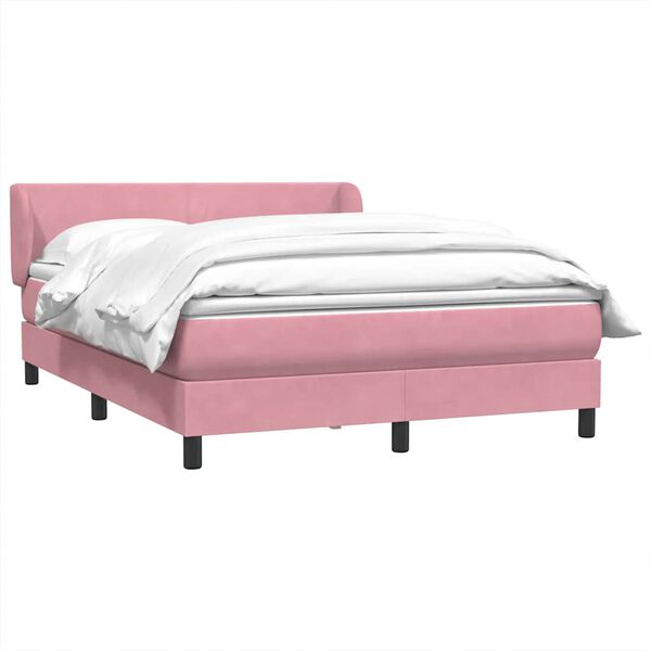 vidaXL Boxspringbett mit Matratze Rosa 160x210 cm Samt