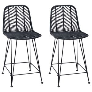 vidaXL Barstuhl 2 stk. Schwarz 44,5 x 54,5 x 97,5 cm Rattan und Eisen