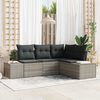 vidaXL Gartensofa-set 4 pcs Hellgrau Poly-Rattan