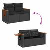 vidaXL 6-tlg. Garten-Sofagarnitur mit Kissen Schwarz Poly Rattan