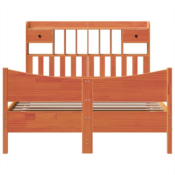 vidaXL Massivholzbett ohne Matratze Wachsbraun 140x190 cm Kiefernholz