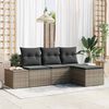 vidaXL Garten-Sofa-Set mit Kissen mit Speicher 4 pcs Grau Poly-Rattan