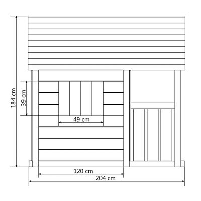 vidaXL Spielhaus mit 3 Fenstern 204 x 204 x 184 cm Holz