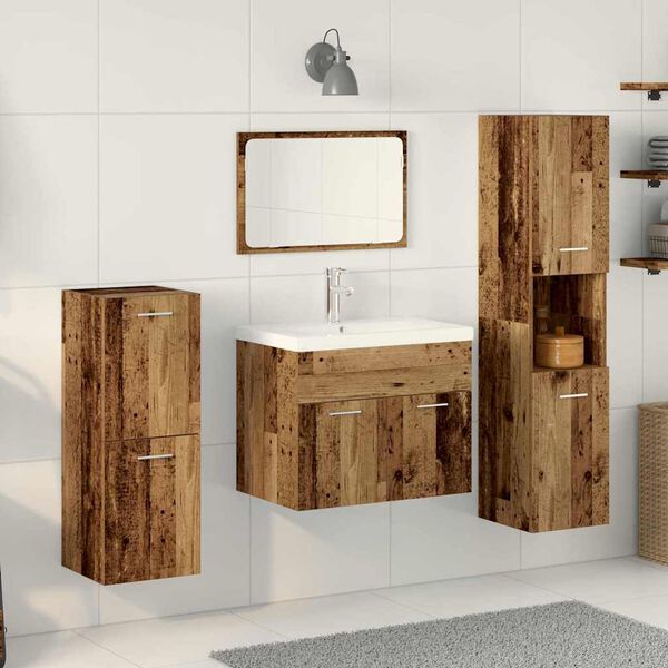 vidaXL Badezimmerm&ouml;bel-Set Wandmontiert 4 pcs Altholz Holzwerkstoff