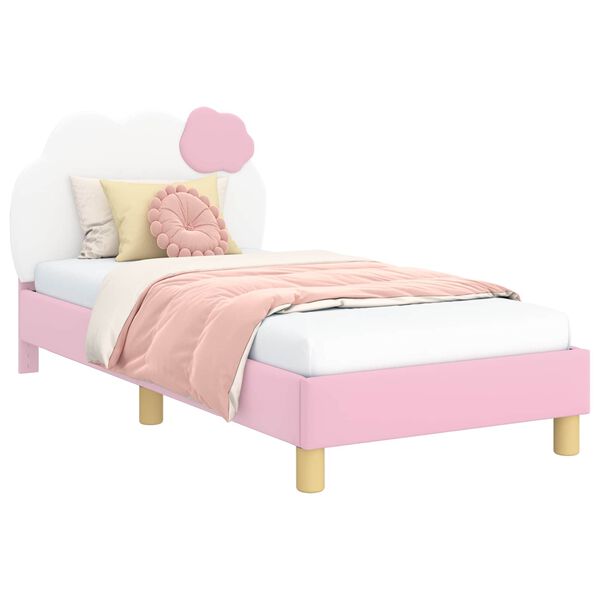 vidaXL Kinderbettgestell mit Kopfteil mit Kopfteil Rosa 80 x 160 cm PU