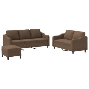 vidaXL 3-tlg. Sofagarnitur mit Kissen Braun Stoff