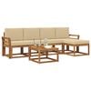 vidaXL Outdoor-Sofagarnitur 6 pcs Natur und Beige Massivholz Akazie