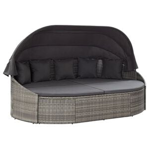 vidaXL Outdoor-Loungebett mit Dach Grau
