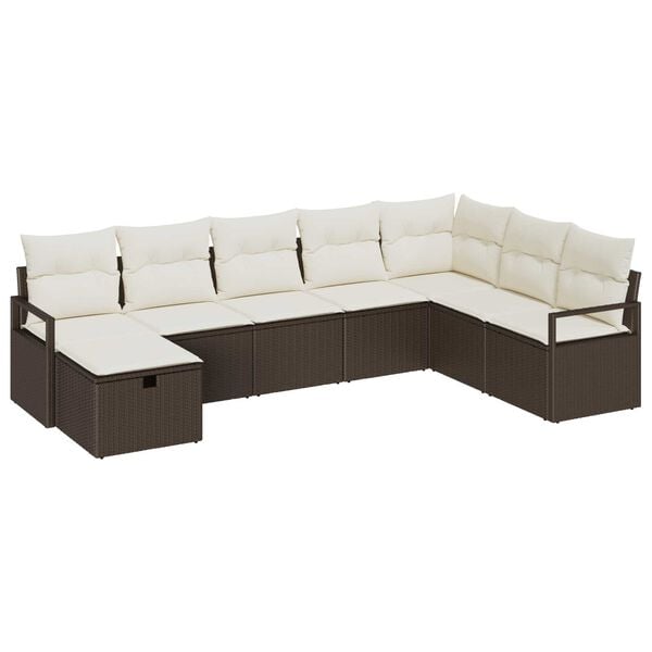 vidaXL Garten-Sofa-Set 8 pcs Braun Poly Rattan