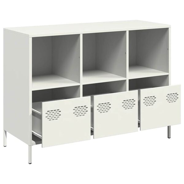 vidaXL Sideboard Wei&szlig; 101,5x39x73,5 cm Kaltgewalzter Stahl