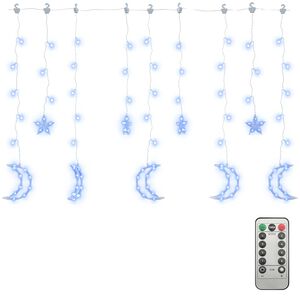 vidaXL Lichterketten Stern und Mond Fernbedienung 138 LED Blau