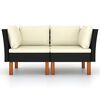 vidaXL Ecksofas 2 Stk. Poly Rattan und Eukalyptus Massivholz