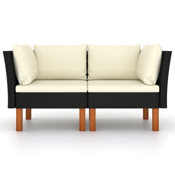 vidaXL Ecksofas 2 Stk. Poly Rattan und Eukalyptus Massivholz