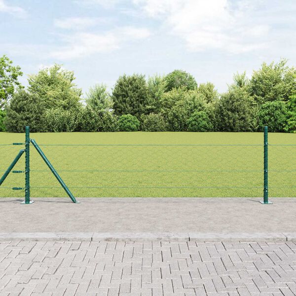 vidaXL Zaunpfosten Grün 25 x 0,4 m (50 mm Mesh) Stahl und PVC