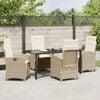 vidaXL Garten Essgruppe mit Kissen 5 pcs Beige Poly-Rattan