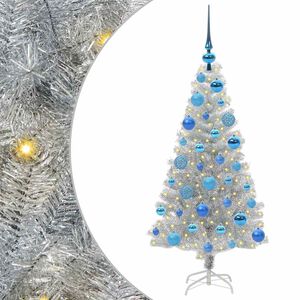 vidaXL Weihnachtsbaum mit 150 LEDs mit St&auml;nder Silber 120 cm PET