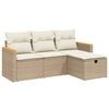 vidaXL 4-tlg. Garten-Sofagarnitur mit Kissen Beige Poly Rattan