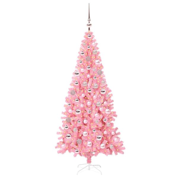 vidaXL Weihnachtsbaum mit 300 LEDs mit St&auml;nder Rosa 180 cm PVC