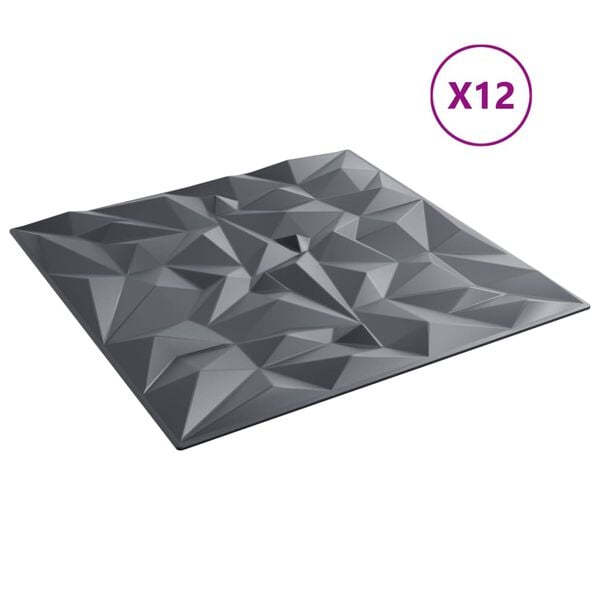 vidaXL Wandpaneele 12 Stk. Grau 50x50 cm XPS 3 m² Amethyst