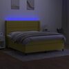 vidaXL Boxspringbett mit Matratze & LED Gr&uuml;n 160x200 cm Stoff