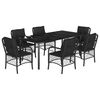 vidaXL 7-tlg. Garten-Essgruppe mit Kissen Schwarz Poly Rattan