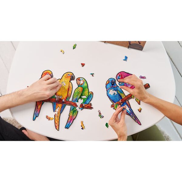 UNIDRAGON 193-tlg. Holzpuzzle Playful Parrots Medium 44x25 cm
