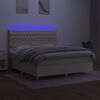 vidaXL Boxspringbett mit Matratze & LED Creme 160x200 cm Stoff