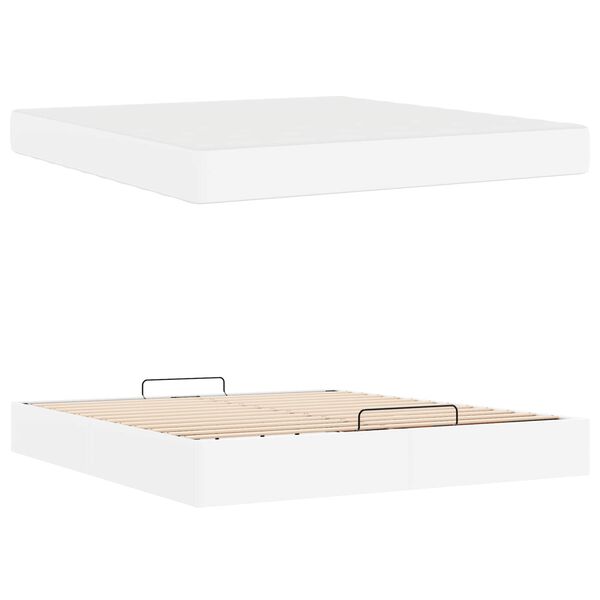 vidaXL Bettgestell mit Matratze mit Matratze 2 pcs Wei&szlig; PVC