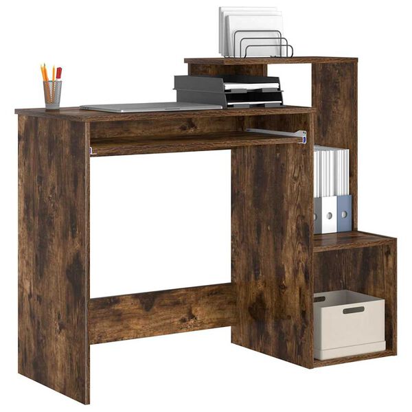 vidaXL Tisch mit Regal R&auml;uchereiche 106 x 40 x 88,5 cm Holzwerkstoff