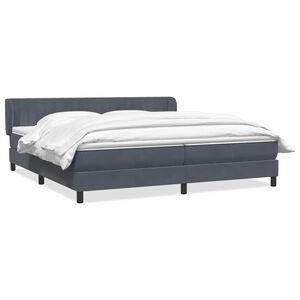 vidaXL Boxspringbett mit Matratzen Dunkelgrau 180x220 cm Samt