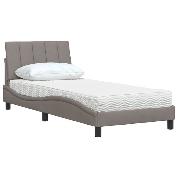 vidaXL Bett mit Matratze "Hanko" Taupe 90x200 cm Stoff