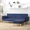 vidaXL Schlafsofa 2-Sitzer mit Hocker & Zwei Kissen Blau Stoff