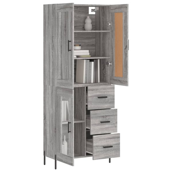 vidaXL Highboard Grau Sonoma 69,5x34x180 cm Holzwerkstoff