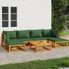 vidaXL 7-tlg. Garten-Lounge-Set mit Gr&uuml;nen Kissen Massivholz