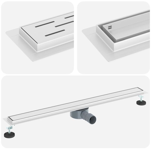 vidaXL Duschablauf 2-in-1 mit 360&deg; Siphon Silber 90 cm Edelstahl 304