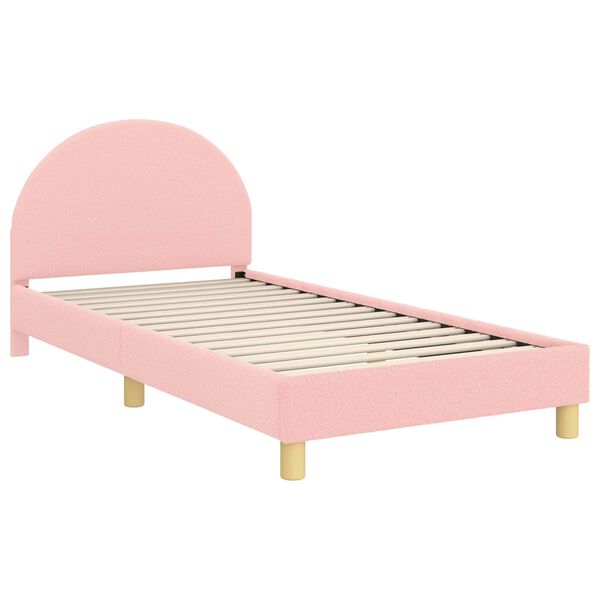 vidaXL Kinderbettgestell mit Kopfteil Rosa 90 x 200 cm Schafstoff