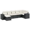 vidaXL 7-tlg. Garten-Sofagarnitur mit Kissen Schwarz Poly Rattan